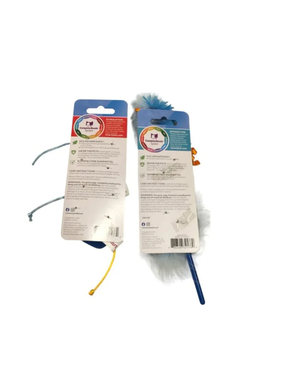 SMARTYKAT Skitter Mice Play Wand Blue Gold Set of 2 Cat Toys